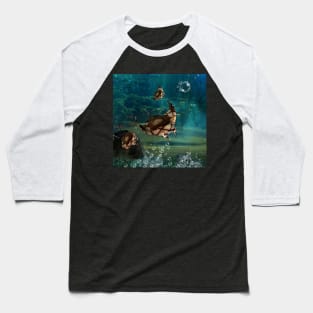 Awesome steampunk manta ray in the deep ocean Baseball T-Shirt
